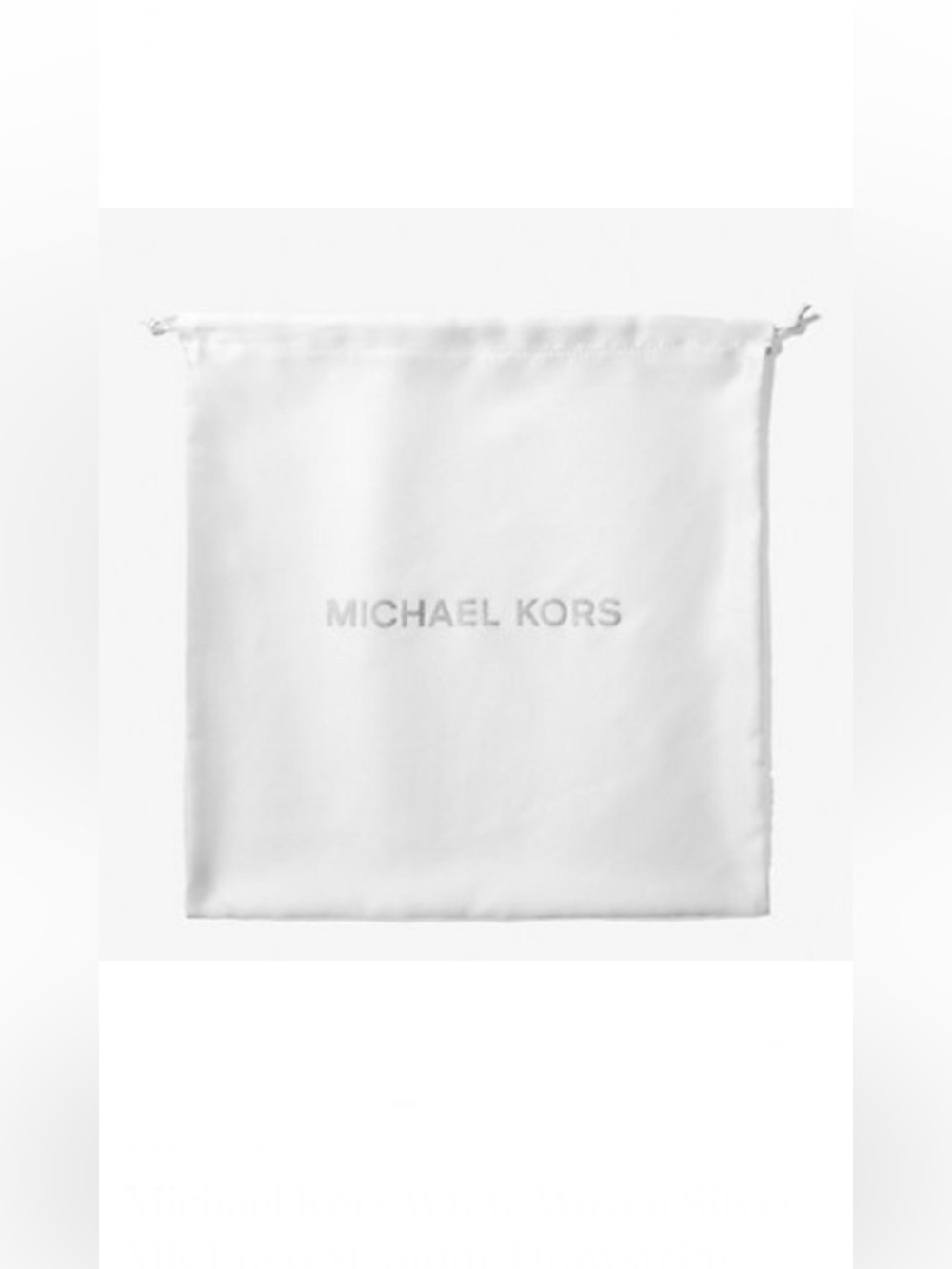 Michael Kors White Woven Silver MK Logo Medium  Drawstring Dustbag